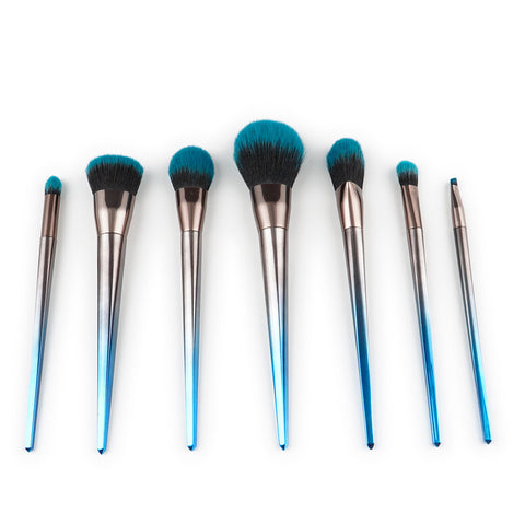 Gradient Blue Silver Makeup Brushes Set