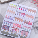 24pcs/Set Detachable Long Coffin Fake Nails European Rainbow Ballerina Full Nail Art Tips Colorful Beauty Artificial False Nails