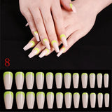 24pcs/Set Detachable Long Coffin Fake Nails European Rainbow Ballerina Full Nail Art Tips Colorful Beauty Artificial False Nails