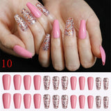 24pcs/Set Detachable Long Coffin Fake Nails European Rainbow Ballerina Full Nail Art Tips Colorful Beauty Artificial False Nails