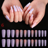 24pcs/Set Detachable Long Coffin Fake Nails European Rainbow Ballerina Full Nail Art Tips Colorful Beauty Artificial False Nails