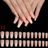 24pcs/Set Detachable Long Coffin Fake Nails European Rainbow Ballerina Full Nail Art Tips Colorful Beauty Artificial False Nails