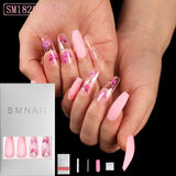 24pcs/Set Detachable Long Coffin Fake Nails European Rainbow Ballerina Full Nail Art Tips Colorful Beauty Artificial False Nails
