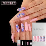 24pcs/Set Detachable Long Coffin Fake Nails European Rainbow Ballerina Full Nail Art Tips Colorful Beauty Artificial False Nails