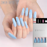 24pcs/Set Detachable Long Coffin Fake Nails European Rainbow Ballerina Full Nail Art Tips Colorful Beauty Artificial False Nails