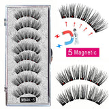 LEKOFO 8PCS 5 Magnetic eyelashes with 4 pairs magnets magnetic lashes natural Mink eye lashes with faux cils magnetique tweezers