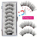 LEKOFO 8PCS 5 Magnetic eyelashes with 4 pairs magnets magnetic lashes natural Mink eye lashes with faux cils magnetique tweezers