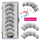 LEKOFO 8PCS 5 Magnetic eyelashes with 4 pairs magnets magnetic lashes natural Mink eye lashes with faux cils magnetique tweezers