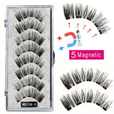 LEKOFO 8PCS 5 Magnetic eyelashes with 4 pairs magnets magnetic lashes natural Mink eye lashes with faux cils magnetique tweezers