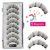 LEKOFO 8PCS 5 Magnetic eyelashes with 4 pairs magnets magnetic lashes natural Mink eye lashes with faux cils magnetique tweezers
