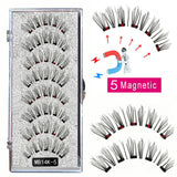 LEKOFO 8PCS 5 Magnetic eyelashes with 4 pairs magnets magnetic lashes natural Mink eye lashes with faux cils magnetique tweezers