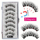 LEKOFO 8PCS 5 Magnetic eyelashes with 4 pairs magnets magnetic lashes natural Mink eye lashes with faux cils magnetique tweezers