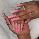 24pcs/Set Detachable Long Coffin Fake Nails European Rainbow Ballerina Full Nail Art Tips Colorful Beauty Artificial False Nails