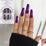 24pcs/Set Detachable Long Coffin Fake Nails European Rainbow Ballerina Full Nail Art Tips Colorful Beauty Artificial False Nails