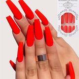 24pcs/Set Detachable Long Coffin Fake Nails European Rainbow Ballerina Full Nail Art Tips Colorful Beauty Artificial False Nails