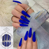 24pcs/Set Detachable Long Coffin Fake Nails European Rainbow Ballerina Full Nail Art Tips Colorful Beauty Artificial False Nails