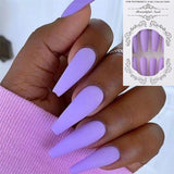 24pcs/Set Detachable Long Coffin Fake Nails European Rainbow Ballerina Full Nail Art Tips Colorful Beauty Artificial False Nails