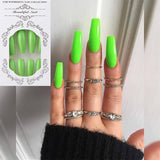 24pcs/Set Detachable Long Coffin Fake Nails European Rainbow Ballerina Full Nail Art Tips Colorful Beauty Artificial False Nails