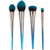 Gradient Blue Silver Makeup Brushes Set