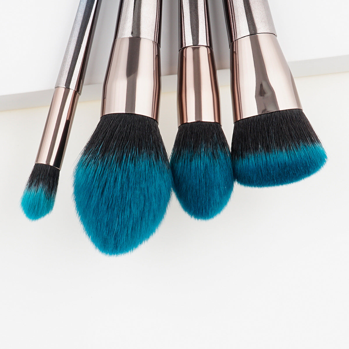 Gradient Blue Silver Makeup Brushes Set