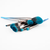 Gradient Blue Silver Makeup Brushes Set