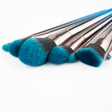 Gradient Blue Silver Makeup Brushes Set