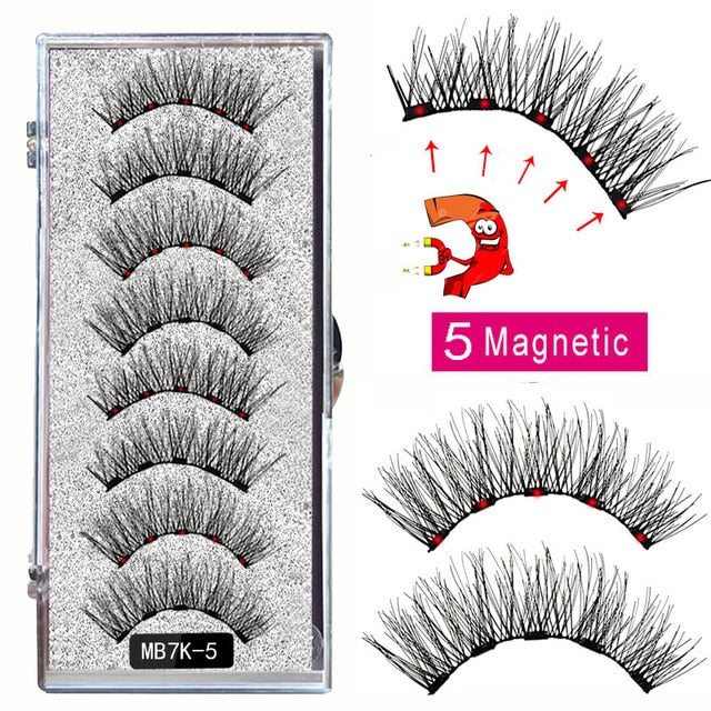 MB3K 5 magnetic eyelashes natural with 3D magnet handmade 8PCS magnetic lashes Tweezer Set Mink eye lashes faux cils magnetiqu