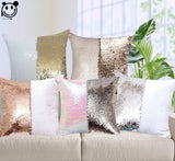 White Gold Sequin Cushion Cover