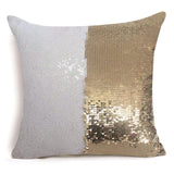 White Gold Sequin Cushion Cover