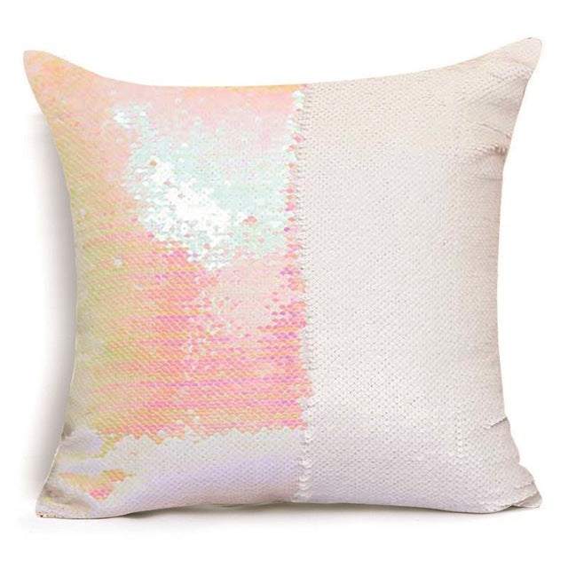 White Gold Sequin Cushion Cover